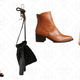 Delaware Jumpsuit, $48 | Shearling Bucket Bag, $36 | Alba Moda Lenora Booties, $72 | Etienne Dress, $60